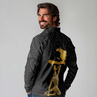 Haitian Negre Marron 1804 Long Sleeve Polo Shirt Black Polynesian Pattern LT9 - Polynesian Pride