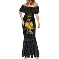 Haitian Negre Marron 1804 Mermaid Dress Black Polynesian Pattern LT9 - Polynesian Pride