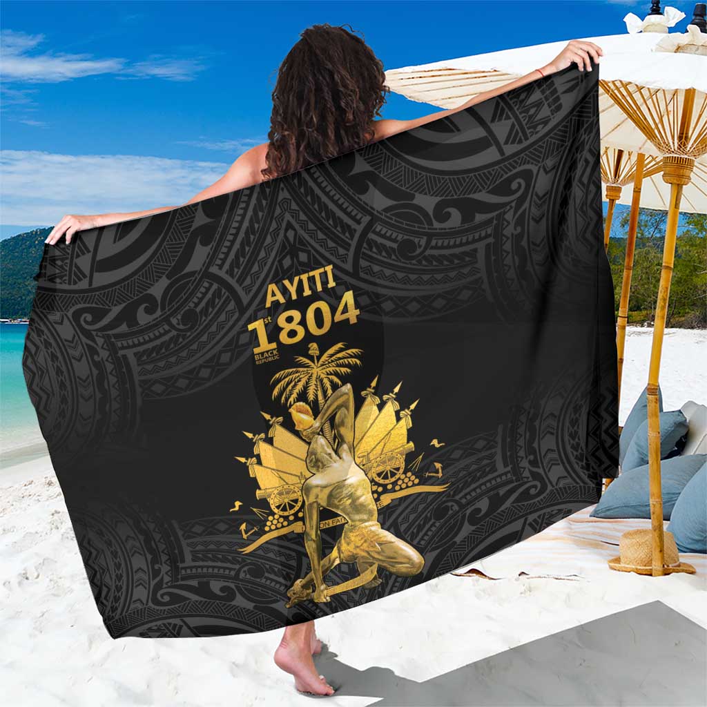 Haitian Negre Marron 1804 Sarong Black Polynesian Pattern