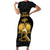 Haitian Negre Marron 1804 Short Sleeve Bodycon Dress Black Polynesian Pattern