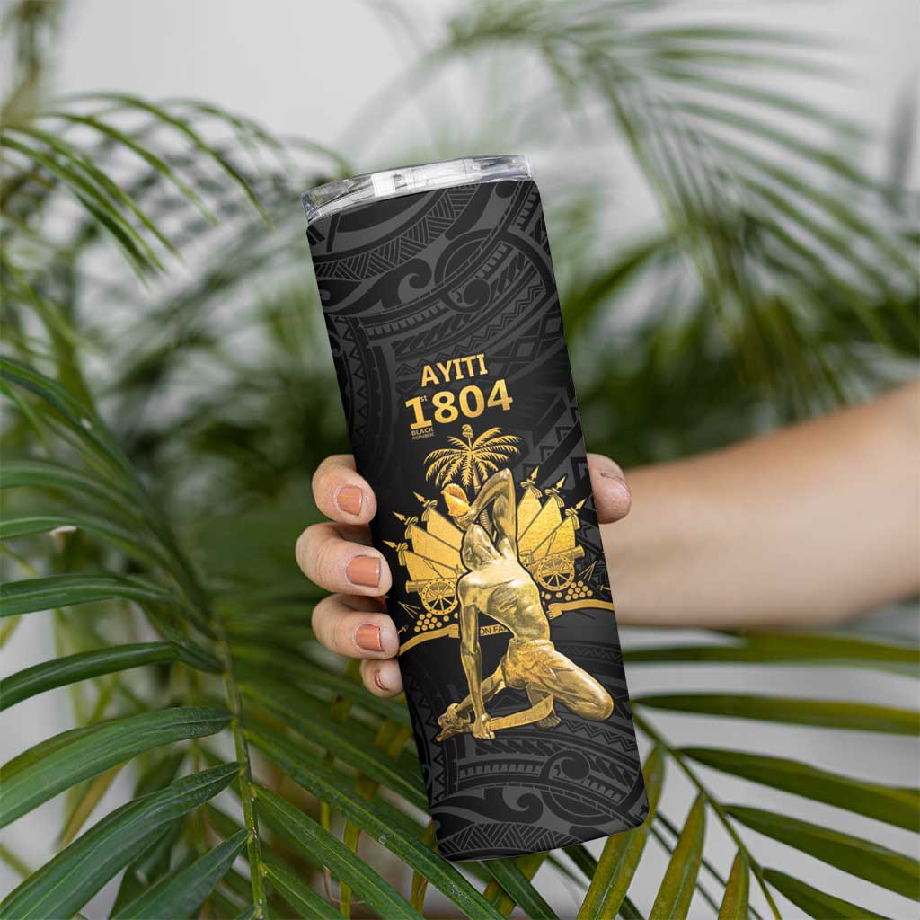 Haitian Negre Marron 1804 Skinny Tumbler Black Polynesian Pattern LT9 - Polynesian Pride