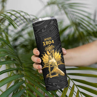 Haitian Negre Marron 1804 Skinny Tumbler Black Polynesian Pattern LT9 - Polynesian Pride