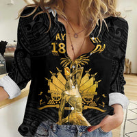 Haitian Negre Marron 1804 Women Casual Shirt Black Polynesian Pattern LT9 Female Black - Polynesian Pride