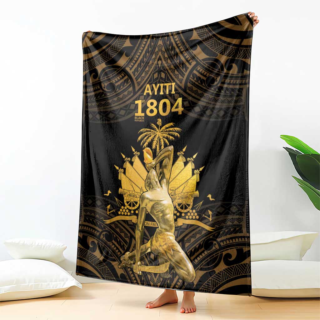 Haitian Negre Marron 1804 Blanket Gold Polynesian Pattern