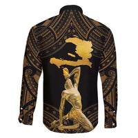 Haitian Negre Marron 1804 Family Matching Mermaid Dress and Hawaiian Shirt Gold Polynesian Pattern LT9 - Polynesian Pride
