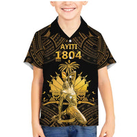 Haitian Negre Marron 1804 Family Matching Mermaid Dress and Hawaiian Shirt Gold Polynesian Pattern LT9 Son's Shirt Gold - Polynesian Pride
