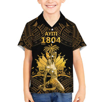 Haitian Negre Marron 1804 Family Matching Puletasi and Hawaiian Shirt Gold Polynesian Pattern LT9 Son's Shirt Gold - Polynesian Pride