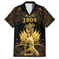 Haitian Negre Marron 1804 Family Matching Short Sleeve Bodycon Dress and Hawaiian Shirt Gold Polynesian Pattern LT9 Dad's Shirt - Short Sleeve Gold - Polynesian Pride
