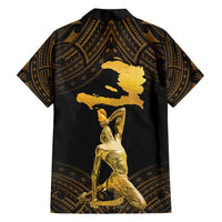 Haitian Negre Marron 1804 Family Matching Summer Maxi Dress and Hawaiian Shirt Gold Polynesian Pattern LT9 - Polynesian Pride
