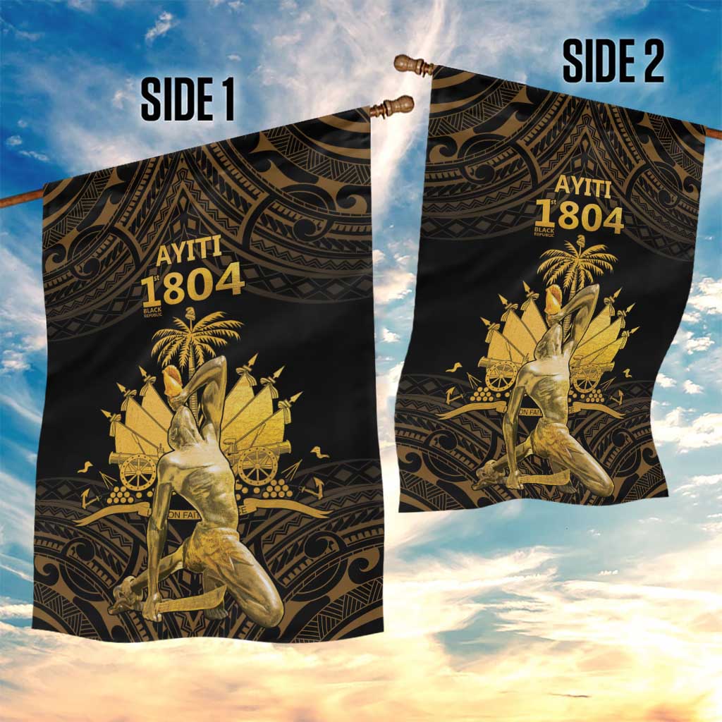 Haitian Negre Marron 1804 Garden Flag Gold Polynesian Pattern LT9 - Polynesian Pride