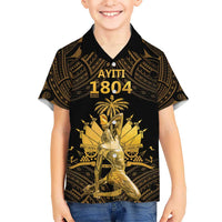 Haitian Negre Marron 1804 Kid Hawaiian Shirt Gold Polynesian Pattern LT9 Kid Gold - Polynesian Pride