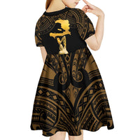 Haitian Negre Marron 1804 Kid Short Sleeve Dress Gold Polynesian Pattern LT9 - Polynesian Pride