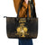 Haitian Negre Marron 1804 Leather Tote Bag Gold Polynesian Pattern