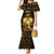 Haitian Negre Marron 1804 Mermaid Dress Gold Polynesian Pattern