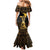 Haitian Negre Marron 1804 Mermaid Dress Gold Polynesian Pattern