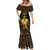 Haitian Negre Marron 1804 Mermaid Dress Gold Polynesian Pattern