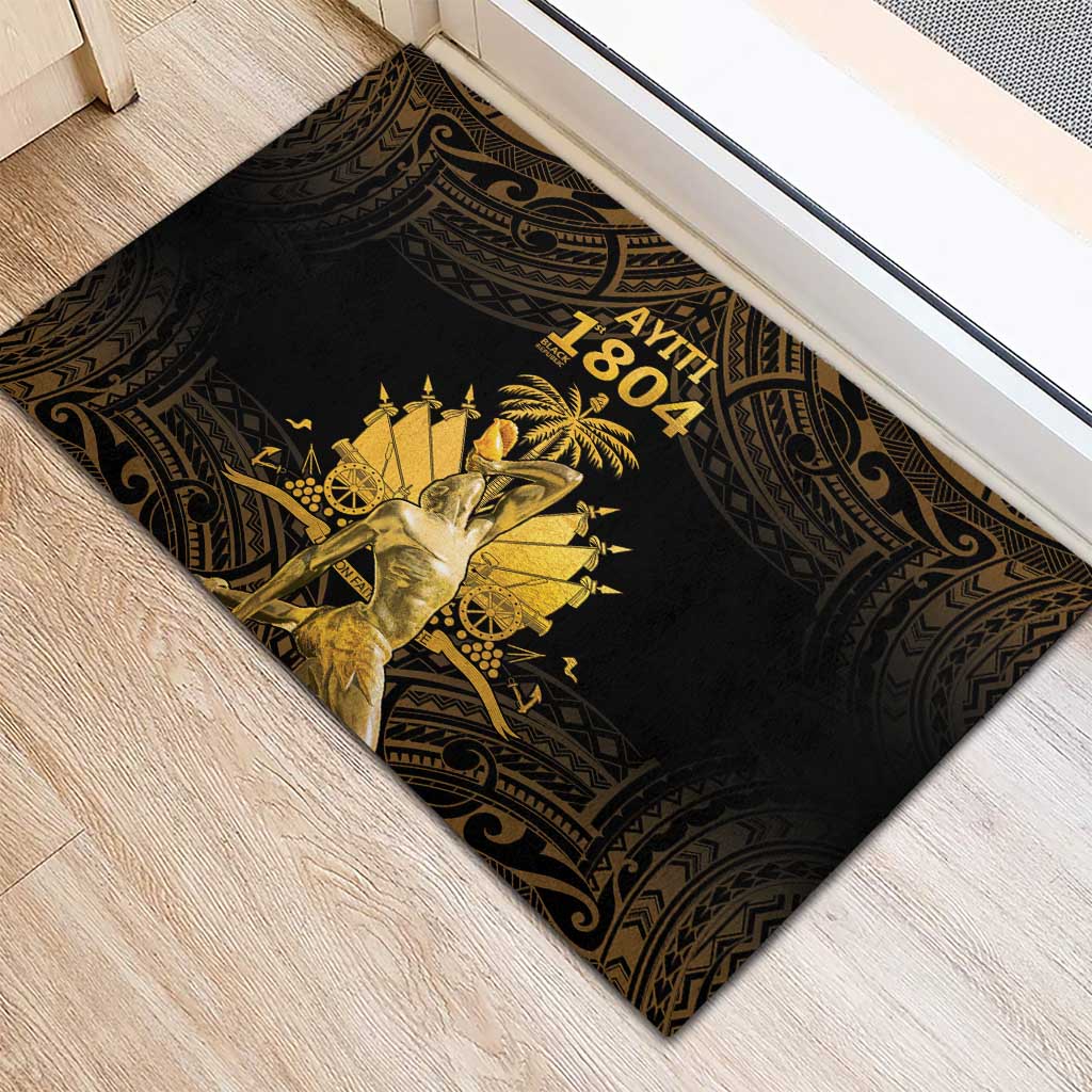 Haitian Negre Marron 1804 Rubber Doormat Gold Polynesian Pattern LT9 - Polynesian Pride