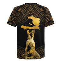 Haitian Negre Marron 1804 Rugby Jersey Gold Polynesian Pattern LT9 - Polynesian Pride
