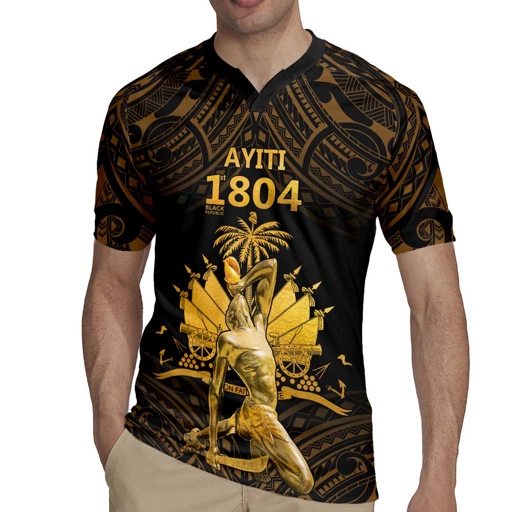 Haitian Negre Marron 1804 Rugby Jersey Gold Polynesian Pattern LT9 - Polynesian Pride