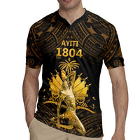 Haitian Negre Marron 1804 Rugby Jersey Gold Polynesian Pattern LT9 - Polynesian Pride