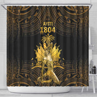 Haitian Negre Marron 1804 Shower Curtain Gold Polynesian Pattern