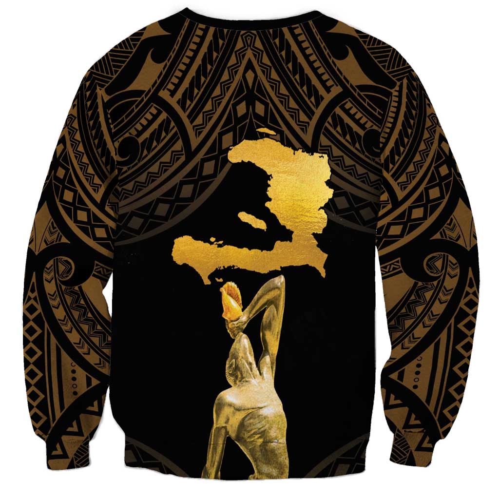 Haitian Negre Marron 1804 Sweatshirt Gold Polynesian Pattern LT9 - Polynesian Pride