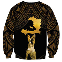 Haitian Negre Marron 1804 Sweatshirt Gold Polynesian Pattern LT9 - Polynesian Pride