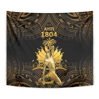 Haitian Negre Marron 1804 Tapestry Gold Polynesian Pattern