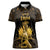 Haitian Negre Marron 1804 Women Polo Shirt Gold Polynesian Pattern