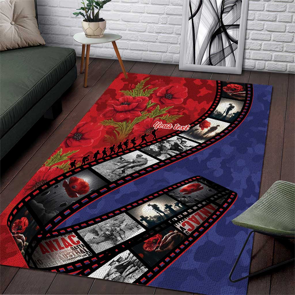 Personalised ANZAC Spirit 1915-2026 Filmstrip Tribute Area Rug Lest We Forget 25 April LT9 Red - Polynesian Pride