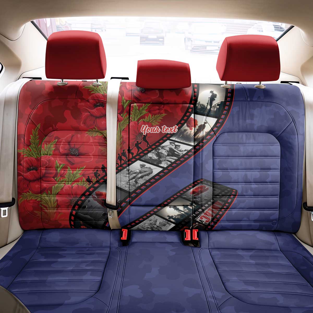 Personalised ANZAC Spirit 1915-2026 Filmstrip Tribute Back Car Seat Cover Lest We Forget 25 April LT9 - Polynesian Pride