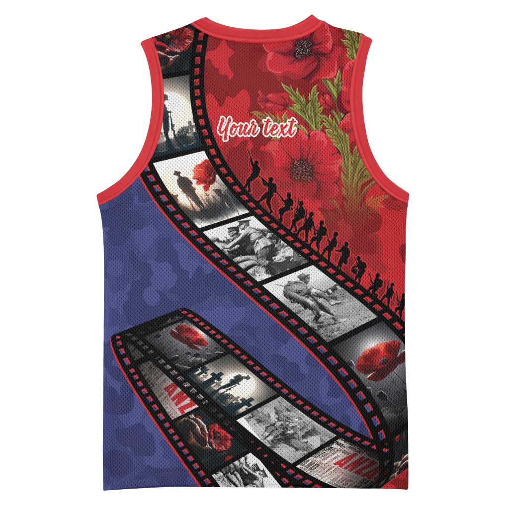 Personalised ANZAC Spirit 1915-2026 Filmstrip Tribute Basketball Jersey Lest We Forget 25 April LT9 - Polynesian Pride