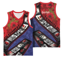 Personalised ANZAC Spirit 1915-2026 Filmstrip Tribute Basketball Jersey Lest We Forget 25 April LT9 - Polynesian Pride