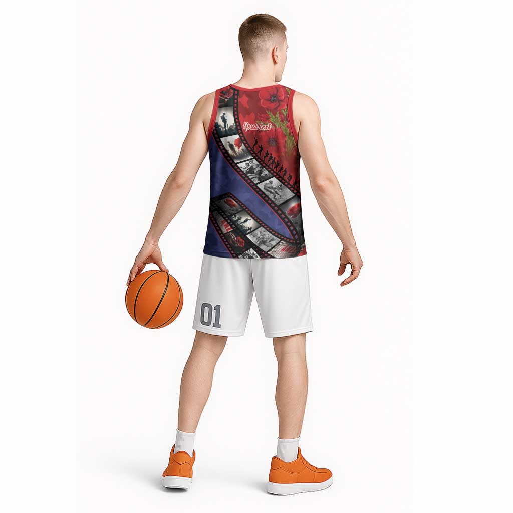 Personalised ANZAC Spirit 1915-2026 Filmstrip Tribute Basketball Jersey Lest We Forget 25 April LT9 - Polynesian Pride