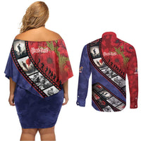 Personalised ANZAC Spirit 1915-2026 Filmstrip Tribute Couples Matching Off Shoulder Short Dress and Long Sleeve Button Shirt Lest We Forget 25 April