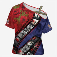 Personalised ANZAC Spirit 1915-2026 Filmstrip Tribute Cross Shoulder Shirt Lest We Forget 25 April LT9 Female Red - Polynesian Pride