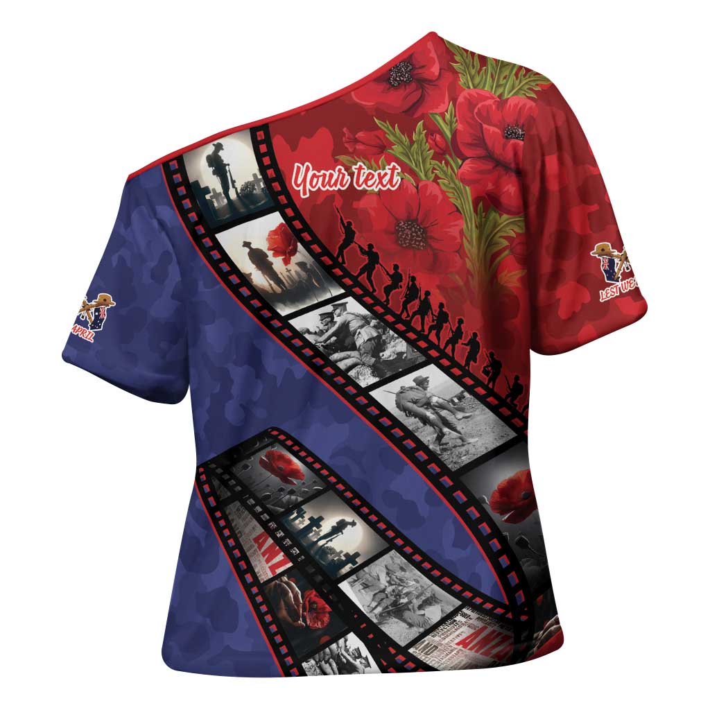Personalised ANZAC Spirit 1915-2026 Filmstrip Tribute Cross Shoulder Shirt Lest We Forget 25 April LT9 - Polynesian Pride