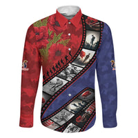 Personalised ANZAC Spirit 1915-2026 Filmstrip Tribute Family Matching Mermaid Dress and Hawaiian Shirt Lest We Forget 25 April LT9 Dad's Shirt - Long Sleeve Red - Polynesian Pride
