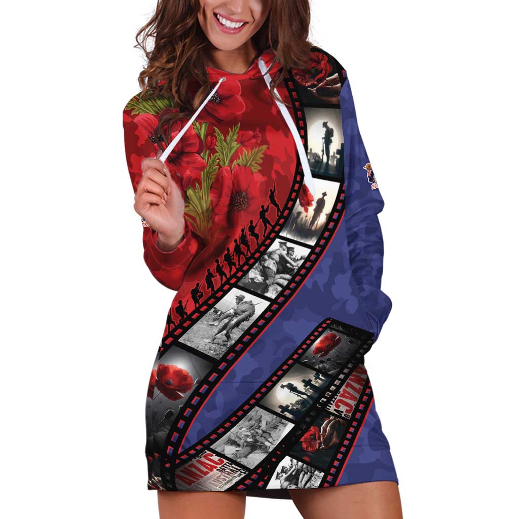 Personalised ANZAC Spirit 1915-2026 Filmstrip Tribute Hoodie Dress Lest We Forget 25 April LT9 Red - Polynesian Pride