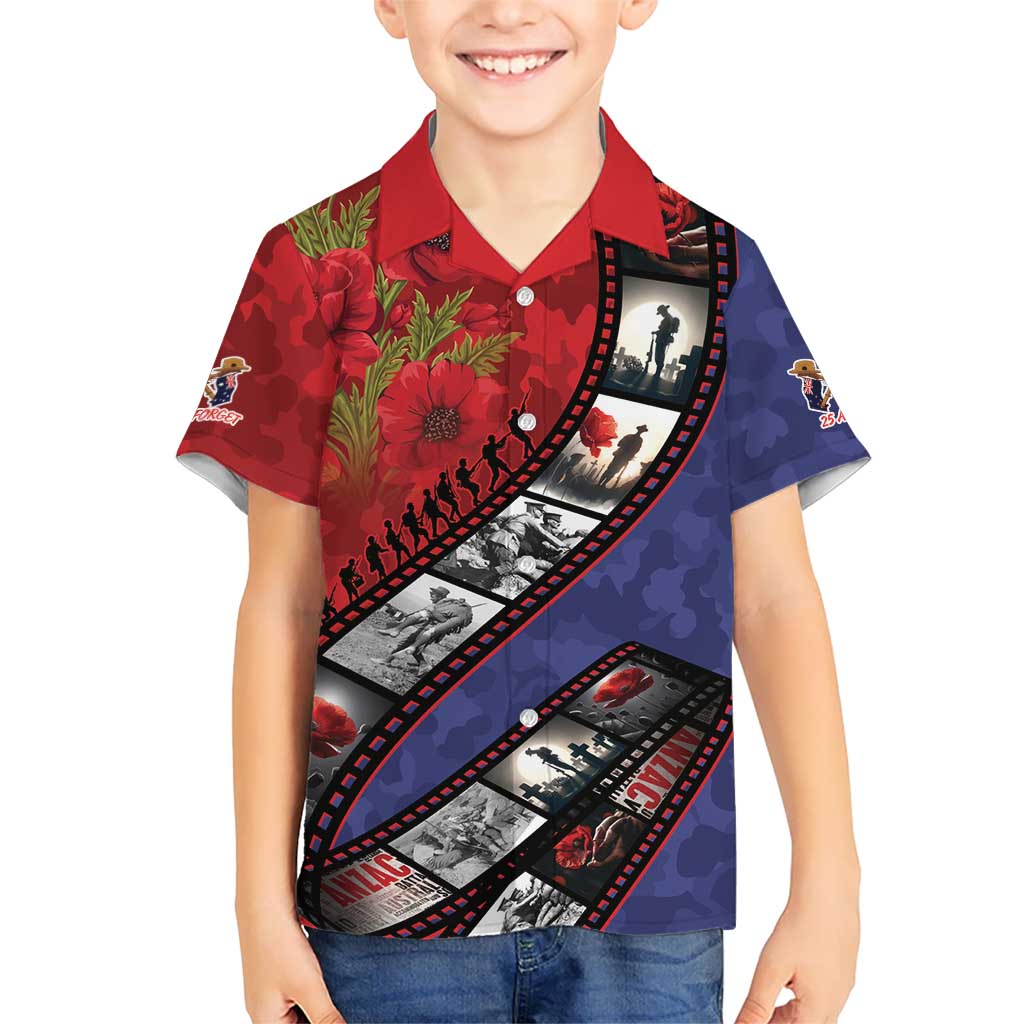 Personalised ANZAC Spirit 1915-2026 Filmstrip Tribute Kid Hawaiian Shirt Lest We Forget 25 April LT9 Kid Red - Polynesian Pride