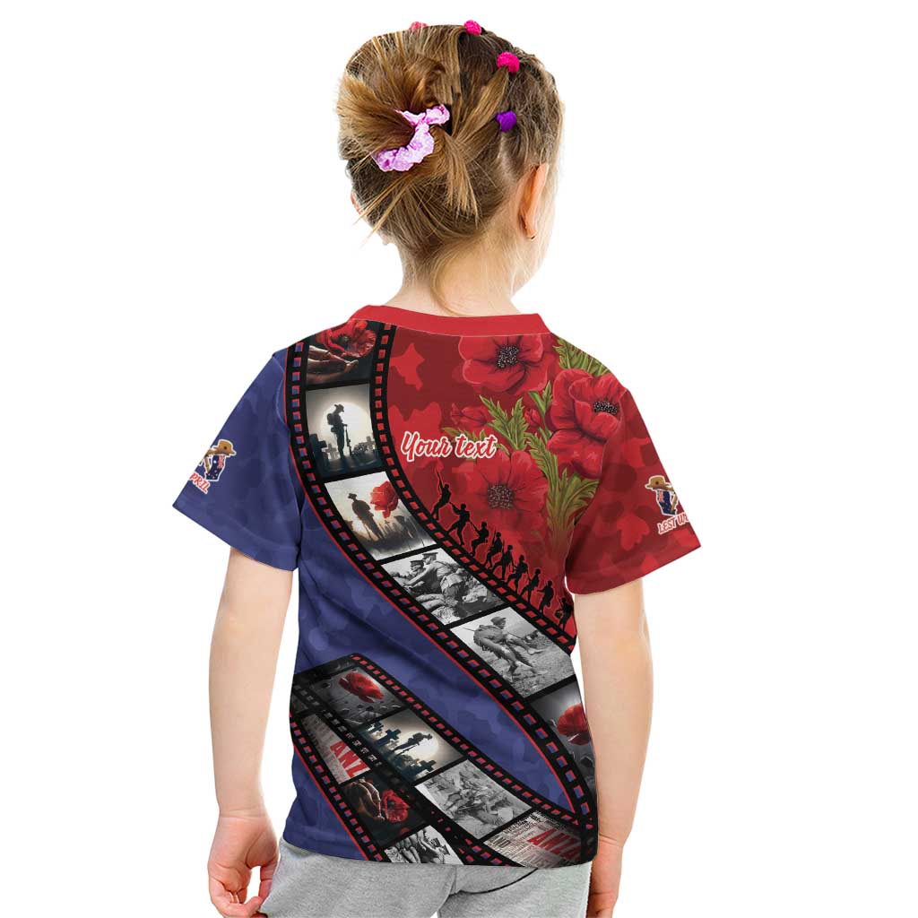 Personalised ANZAC Spirit 1915-2026 Filmstrip Tribute Kid T Shirt Lest We Forget 25 April LT9 - Polynesian Pride