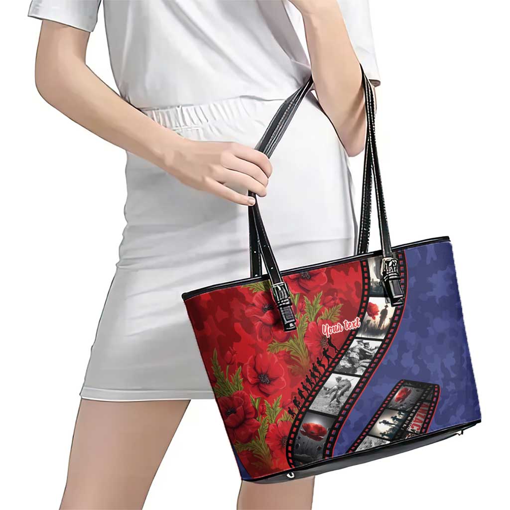 Personalised ANZAC Spirit 1915-2026 Filmstrip Tribute Leather Tote Bag Lest We Forget 25 April LT9 - Polynesian Pride