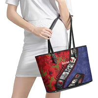 Personalised ANZAC Spirit 1915-2026 Filmstrip Tribute Leather Tote Bag Lest We Forget 25 April LT9 - Polynesian Pride