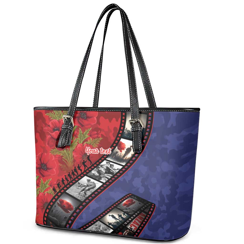 Personalised ANZAC Spirit 1915-2026 Filmstrip Tribute Leather Tote Bag Lest We Forget 25 April LT9 - Polynesian Pride