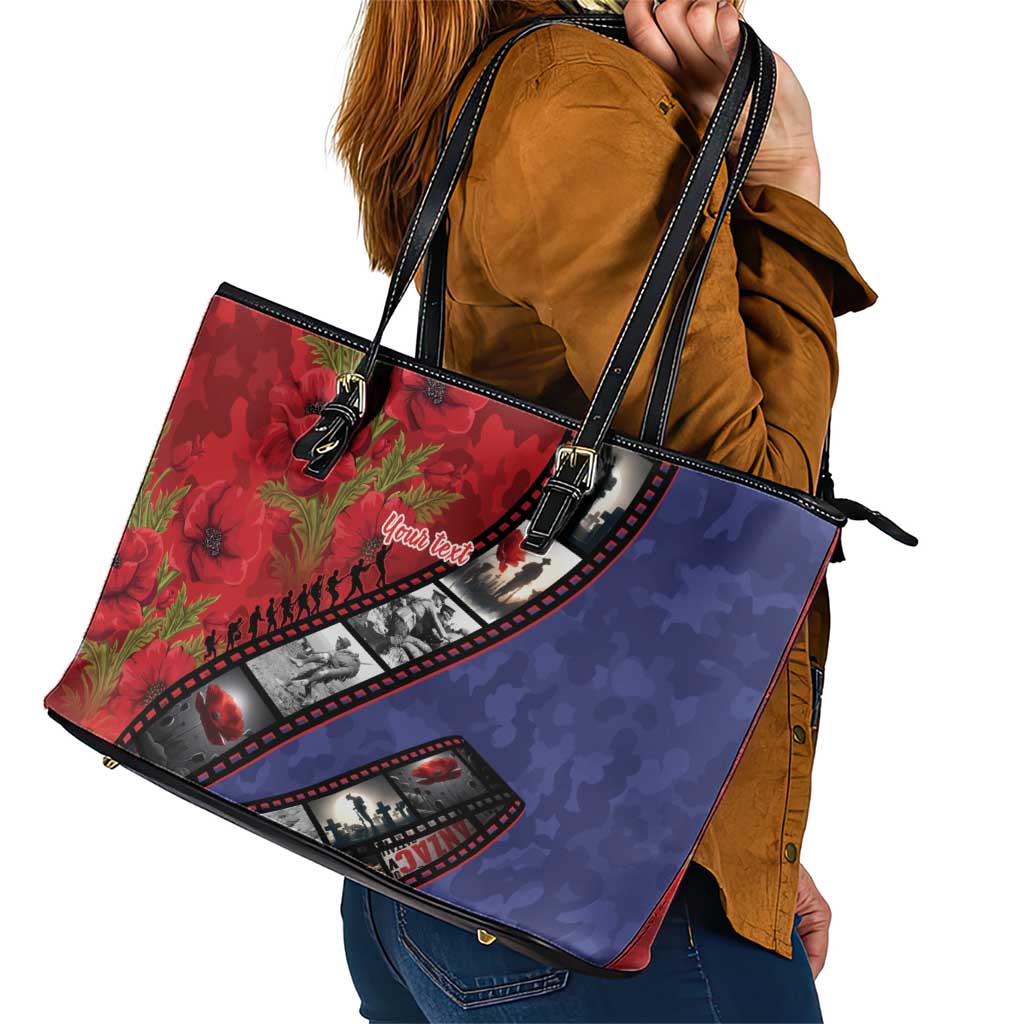 Personalised ANZAC Spirit 1915-2026 Filmstrip Tribute Leather Tote Bag Lest We Forget 25 April LT9 - Polynesian Pride