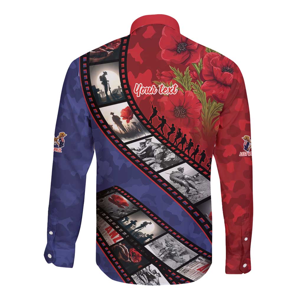 Personalised ANZAC Spirit 1915-2026 Filmstrip Tribute Long Sleeve Button Shirt Lest We Forget 25 April