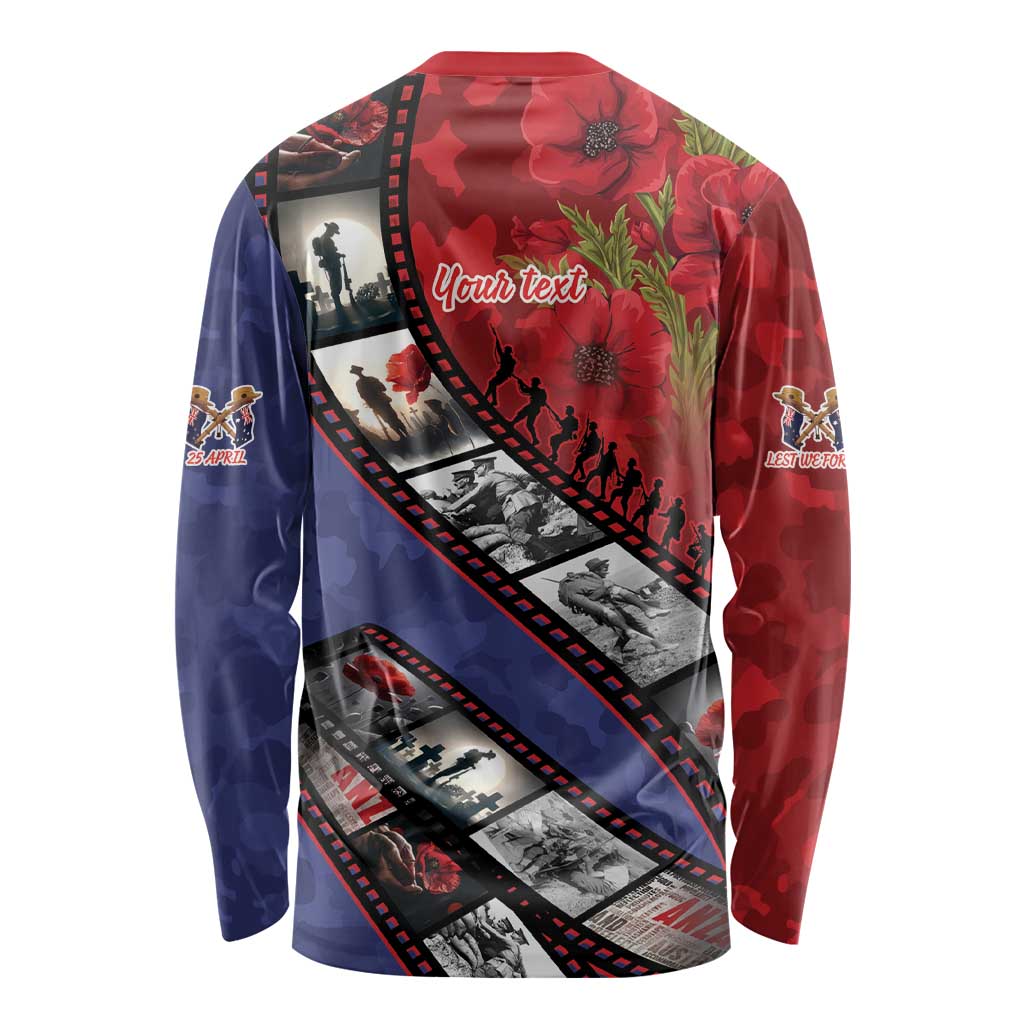 Personalised ANZAC Spirit 1915-2026 Filmstrip Tribute Long Sleeve Shirt Lest We Forget 25 April LT9 - Polynesian Pride