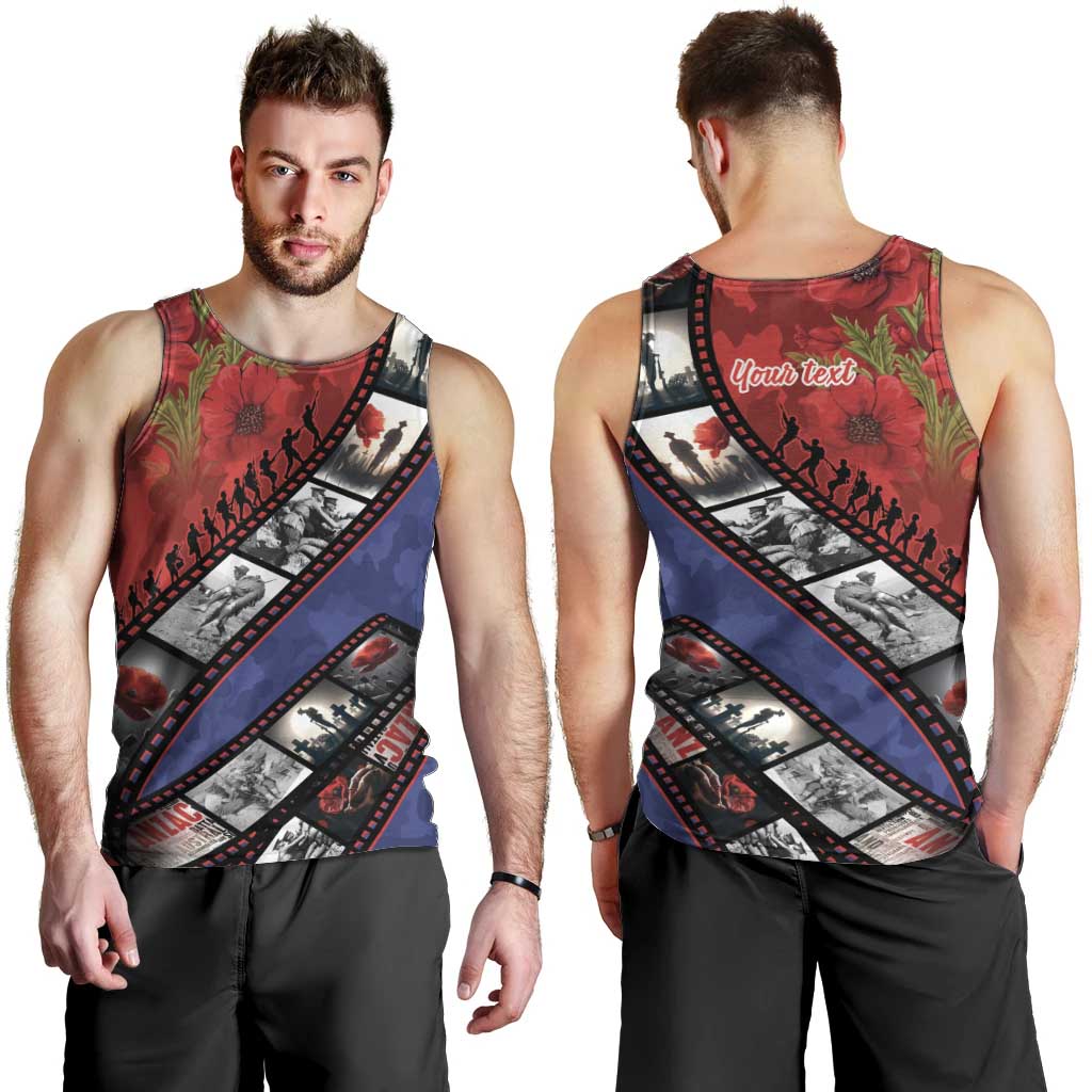 Personalised ANZAC Spirit 1915-2026 Filmstrip Tribute Men Tank Top Lest We Forget 25 April LT9 - Polynesian Pride
