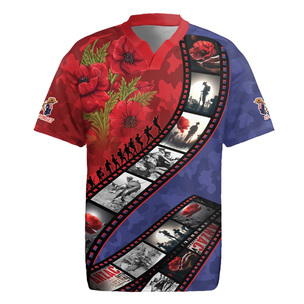 Personalised ANZAC Spirit 1915-2026 Filmstrip Tribute Rugby Jersey Lest We Forget 25 April LT9 Red - Polynesian Pride