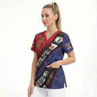 Personalised ANZAC Spirit 1915-2026 Filmstrip Tribute Scrub Top Lest We Forget 25 April LT9 - Polynesian Pride